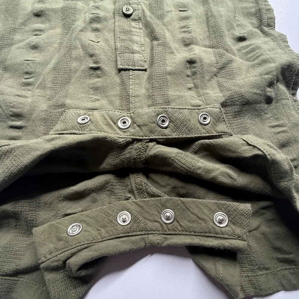 Baby Gap Olive Night Woven Shortie Romper 6-12 Months Green Cotton 409798-02